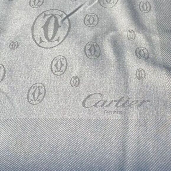 Cartier Silk Blue/Gray Vintage Scarf Size 52x55 - Picture 3 of 6